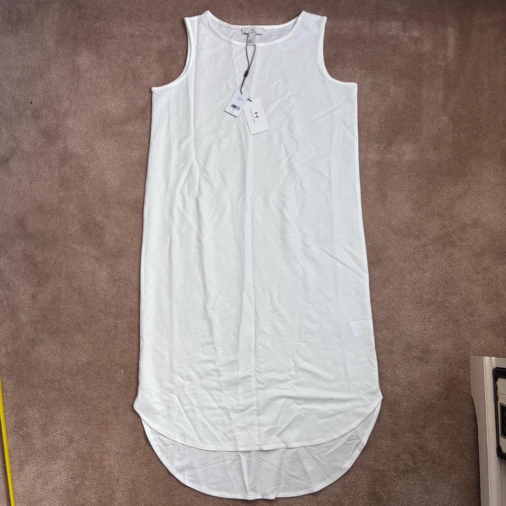 NWT Halston Sleeveless White Hi Lo Dress Size Large